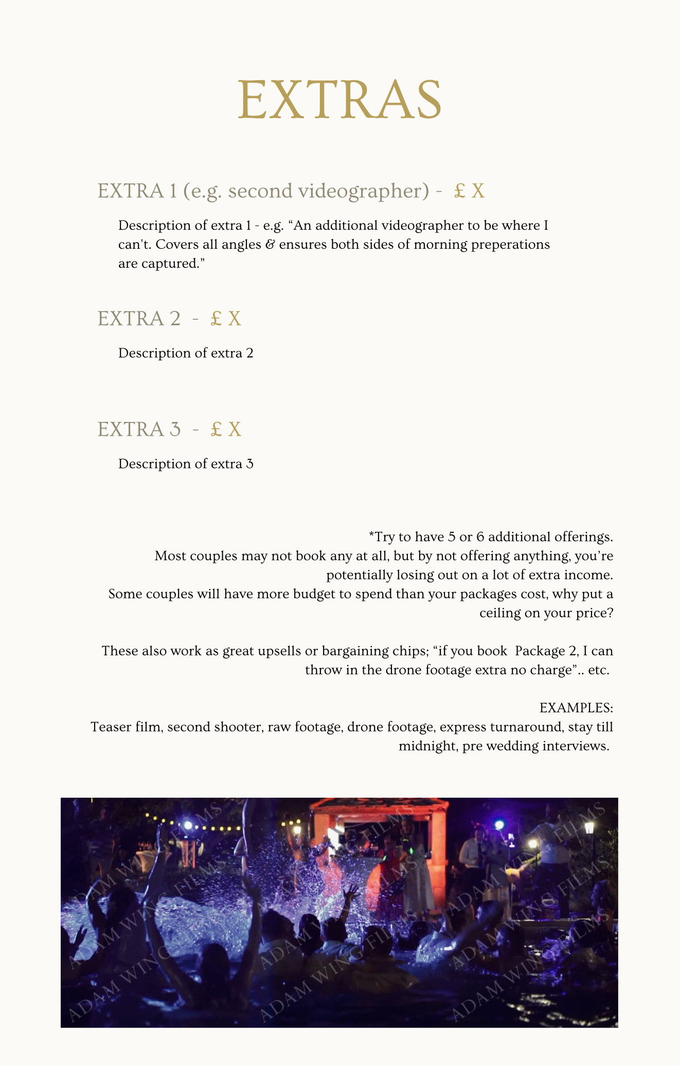 Pricing Guide Template - For Wedding Videographers